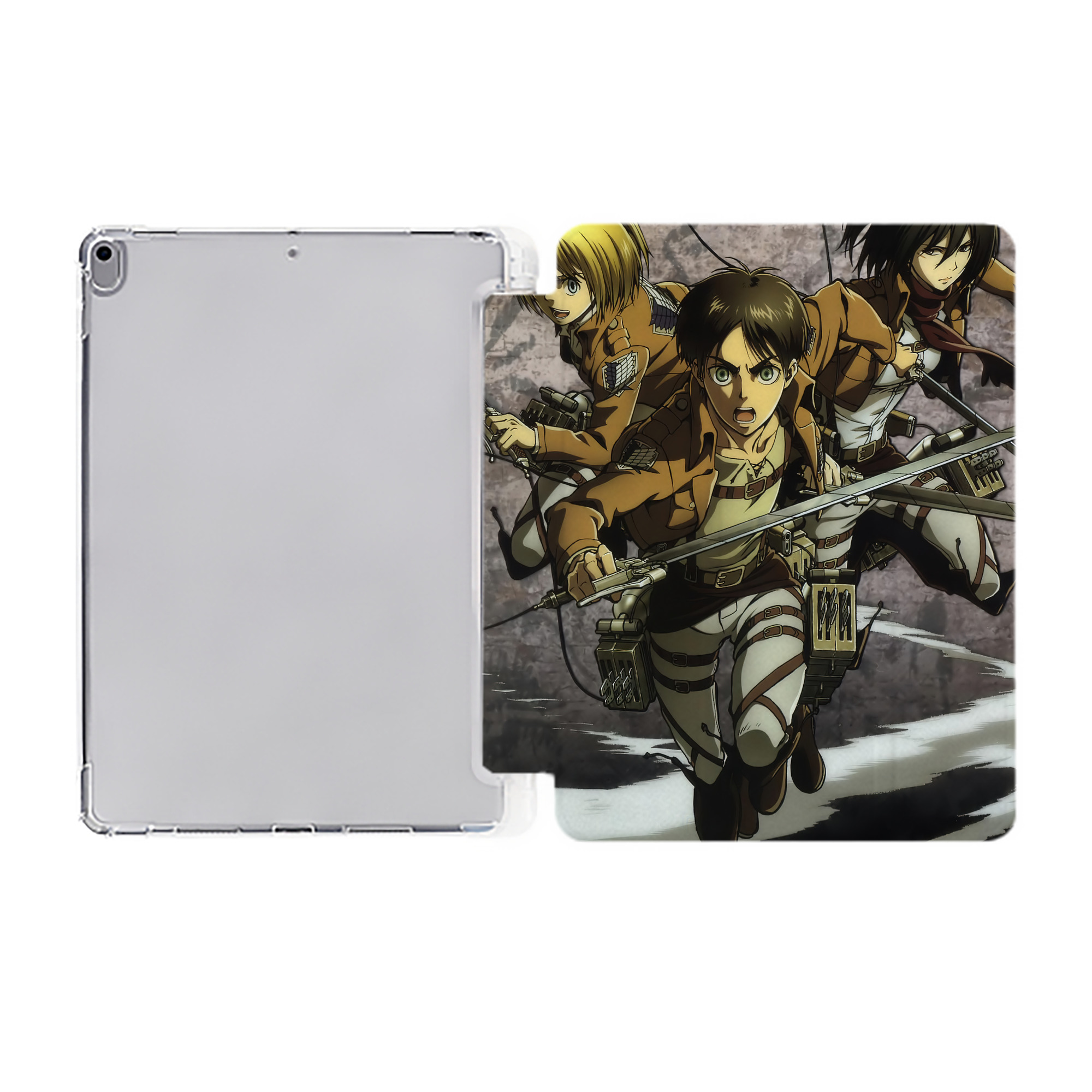 （画像用） 進撃の巨人 Attack on Titan IPad ケース ペン収納付き 三つ折りスタンド PUレザー×シリコン 対応機種9.5/10.5/10.9インチ